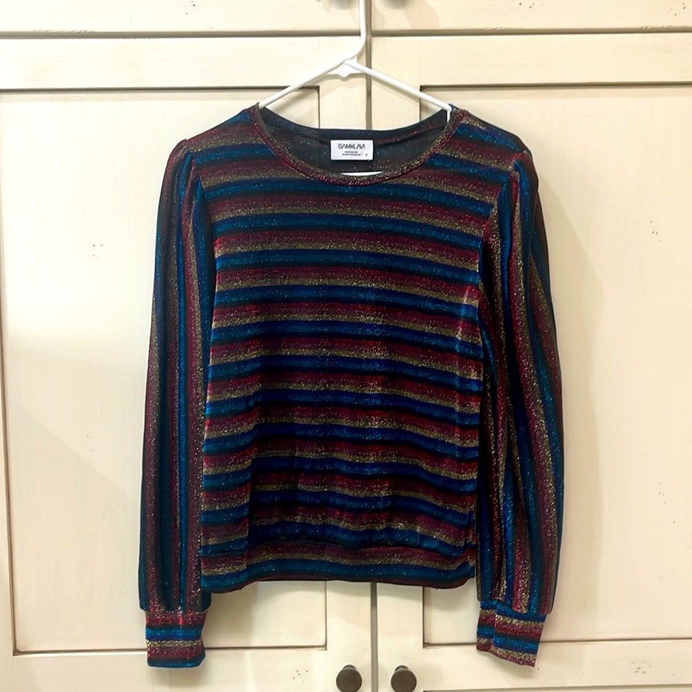 Sam & Lavi Stretch knit multicolor shiny top